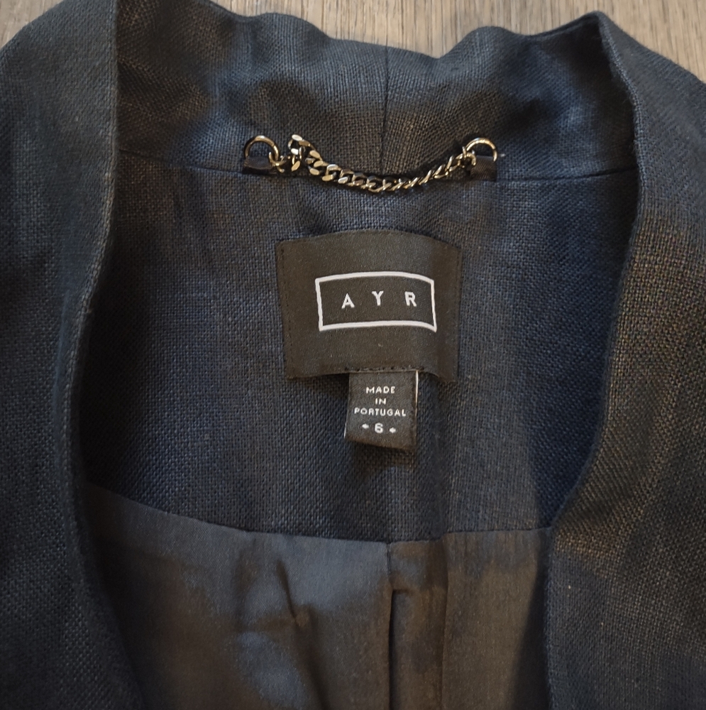 AYR Linen Navy Blue  Women's Blazer Sz 6 - Picture 4 of 12